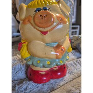 Enesco Flirty Girl Piggy‎ Bank, Vintage, Piggy Bank, Ceramic